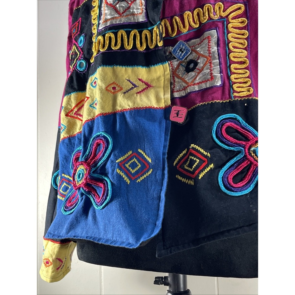 Abstract Patchwork Embroidered Jacket Women‎ Mult… - image 4